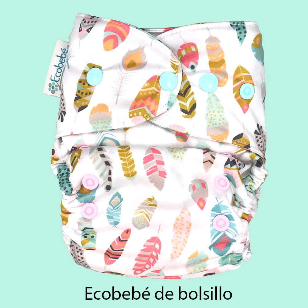 pañal ecológico de bolsillo Ecobebé plumitas